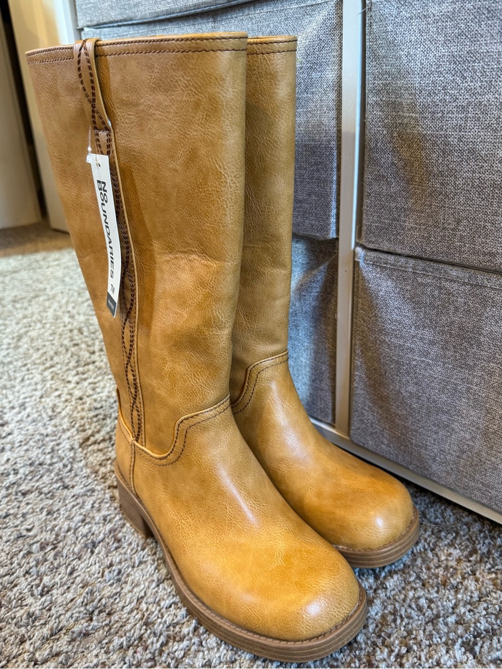 No Boundaries Tan Mid-Calf Heeled Riding Boots